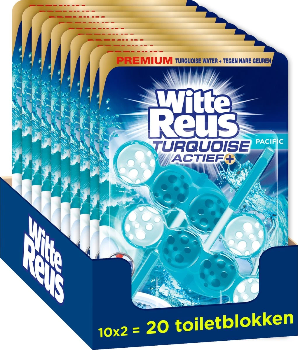 Witte Reus Turquoise Actief Toiletblok WC Blokjes Voordeelverpakking - 20 Stuks 3 Witte Reus Turquoise Actief Toiletblok WC Blokjes Voordeelverpakking - 20 Stuks