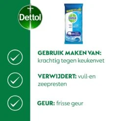 Dettol - Power & Fresh - Schoonmaakdoekjes - Oceaanfris - 4 X 80 Doekjes -Schoonmaakproducten Winkel 1199x1200 1