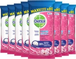 Dettol - Schoonmaakdoekjes - Power & Fresh - Kersenbloesem - 80 Stuks X8 -Schoonmaakproducten Winkel 1200x942