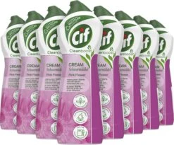 Cif CleanBoost Cream Pink Schuurmiddel - 8 X 750 Ml - Voordeelverpakking