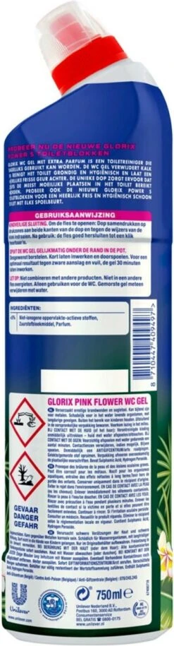 Glorix WC Powergel Toiletreiniger Pink Flower - 6 X 750 Ml - Voordeelverpakking -Schoonmaakproducten Winkel 324x1200