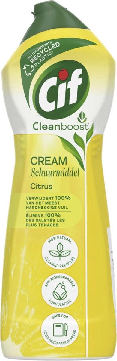 Cif CleanBoost Cream Citroen Schuurmiddel - 8 X 750 Ml - Voordeelverpakking 7 Cif CleanBoost Cream Citroen Schuurmiddel - 8 X 750 Ml - Voordeelverpakking - Afbeelding 5