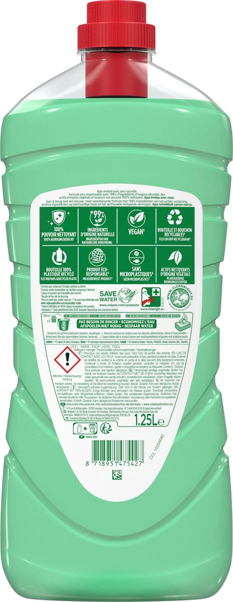 Ajax® Ajax Allesreiniger Limoen 6 X 1.25L - Voordeelverpakking 4 Ajax® Ajax Allesreiniger Limoen 6 X 1.25L - Voordeelverpakking - Afbeelding 2