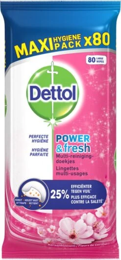Dettol - Schoonmaakdoekjes - Power & Fresh - Kersenbloesem - 80 Stuks X8 -Schoonmaakproducten Winkel 558x1200 2