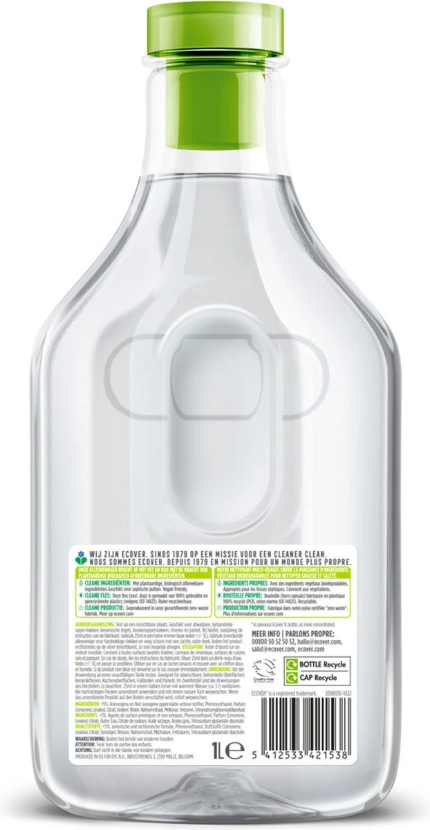 Ecover - Allesreiniger - Citroengras & Gember - Voordeelverpakking 6 X 1 L 4 Ecover - Allesreiniger - Citroengras & Gember - Voordeelverpakking 6 X 1 L - Afbeelding 2